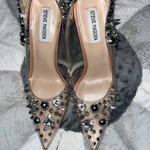 Steve Madden Women's Clear Studded Heels